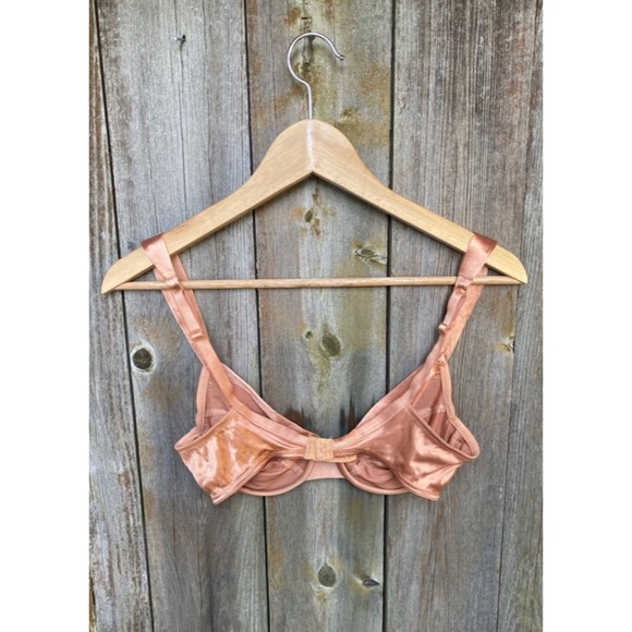VINTAGE VICTORIA SECRET gold label rose gold satin dainty bralette bra size 34C - Picture 3 of 8